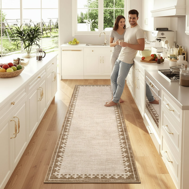 Tapis de couloir antidérapant intérieur / extérieur 2 x 6, Beige