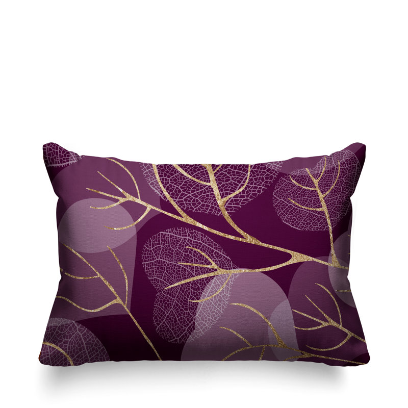 Coussin lombaire intérieur / extérieur Baka Leafs, Mauve / or