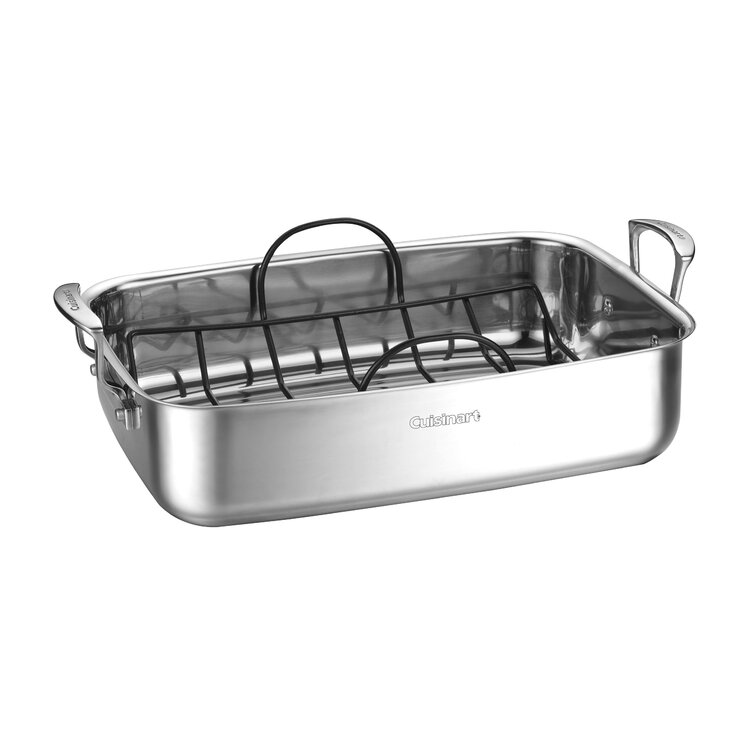 Imperial Home 16 x 12 Stainless Steel Roasting Pan with Steel Rack, Roaster  with Baking Rack, Nonstick Pan, Deep Lasagna Pan, Pans for Cooking, Baking