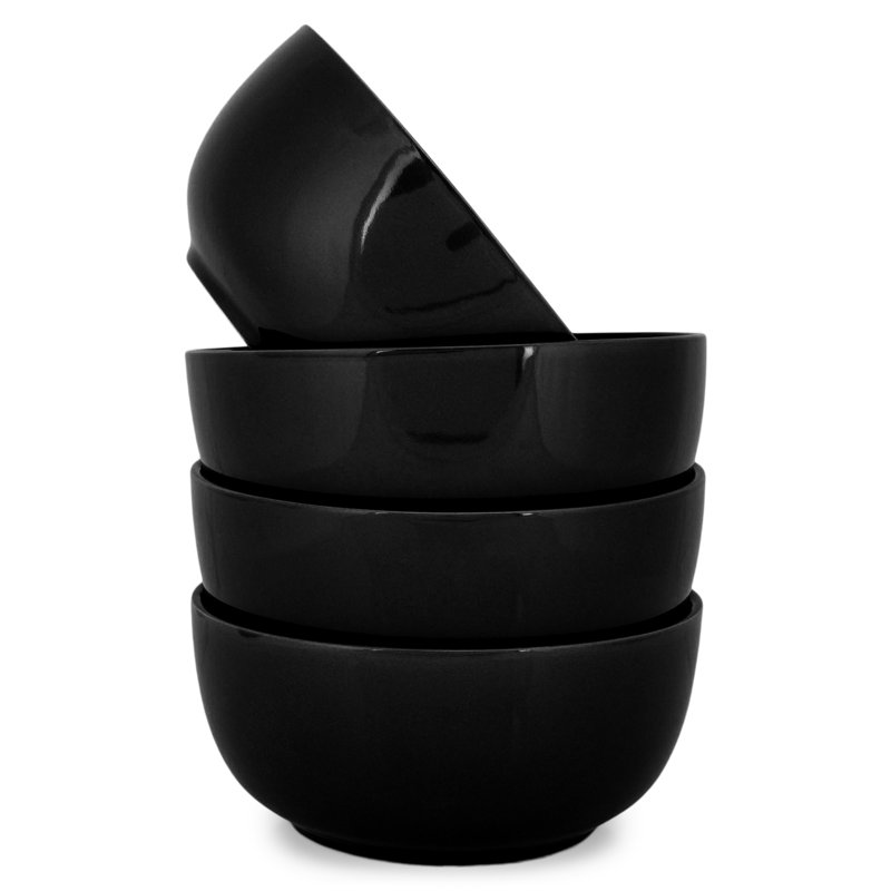 Ensemble de 4 bols à salade de céréales, noir, Noir