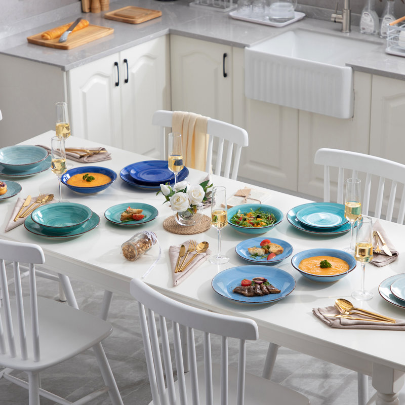 Sylvain 36 Piece Dinnerware Set, Service for 12, Blue Assorted