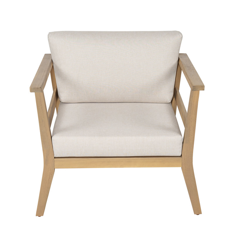 Chaise longue de patio en bois d'acacia avec coussins et accoudoirs Echo