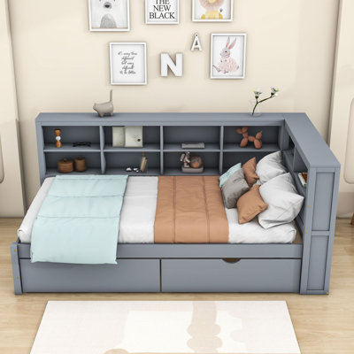 Wood DayBed with USB Charging Ports, Drawers and Storage Shelves by Wildon Home