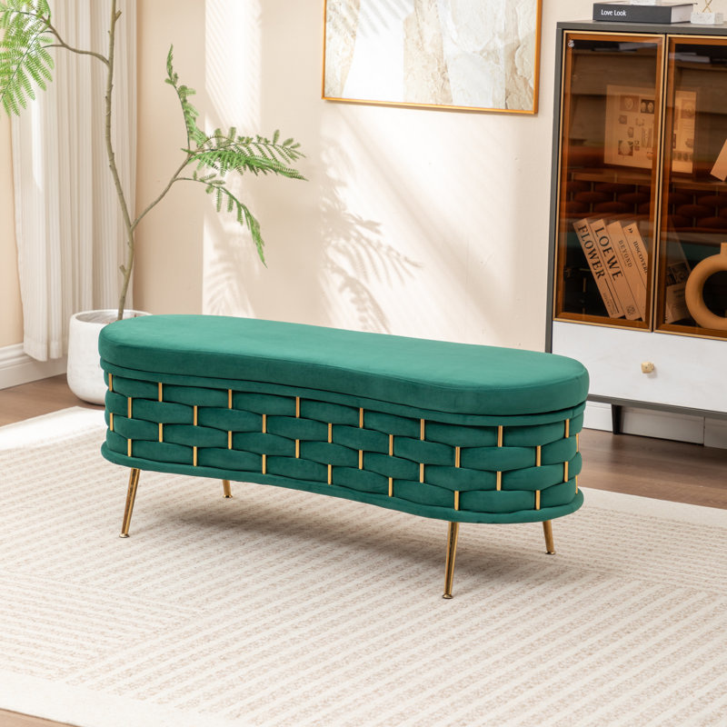 Banc de rangement rembourré Cristen, Vert foncé