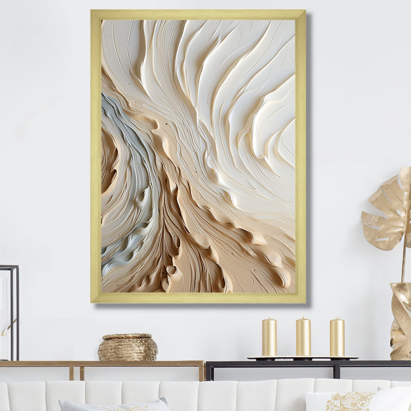 Reproduction d'art sur toile, blanc et or champagne III, Cadre doré, H 40 po x l 30 po x P 1,5 po