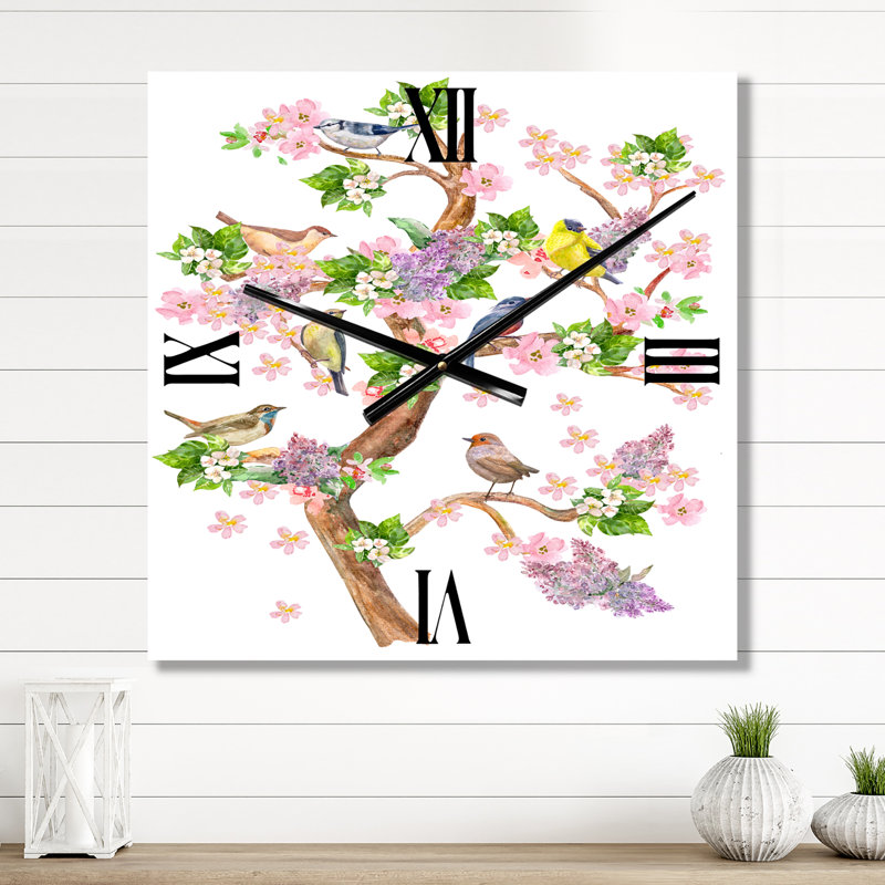 Horloge murale arbre avec oiseaux, Grand