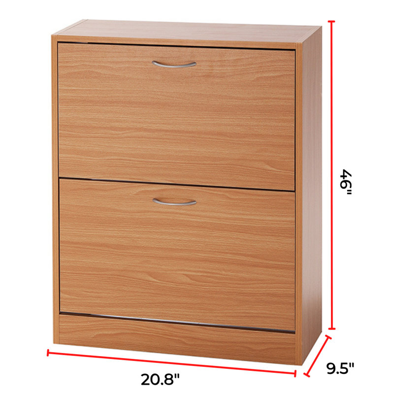 Yak About It Double Door 12 Pair Shoe Storage Cabinet, Beech