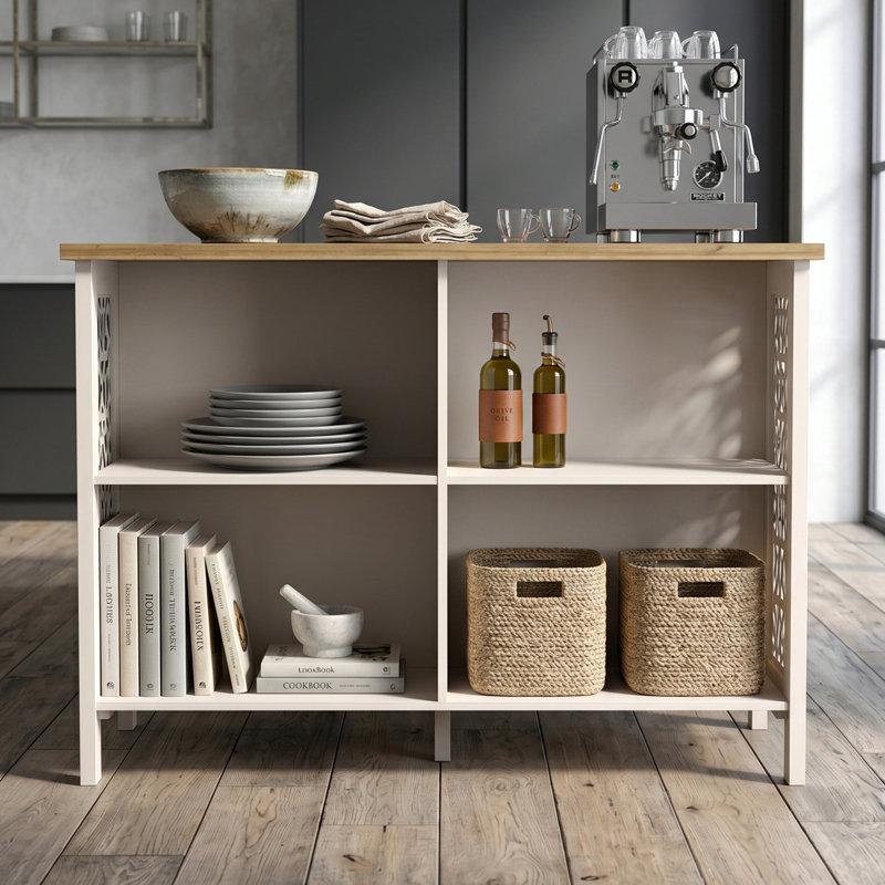 Arrastia Transitional 46.5" W Kitchen Island With Shelf And Open Storage
