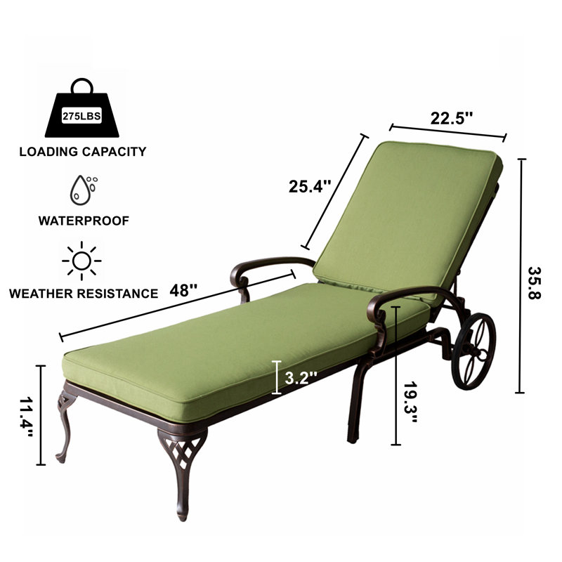 Chaise longue inclinable 60 po Bedwell, Vert