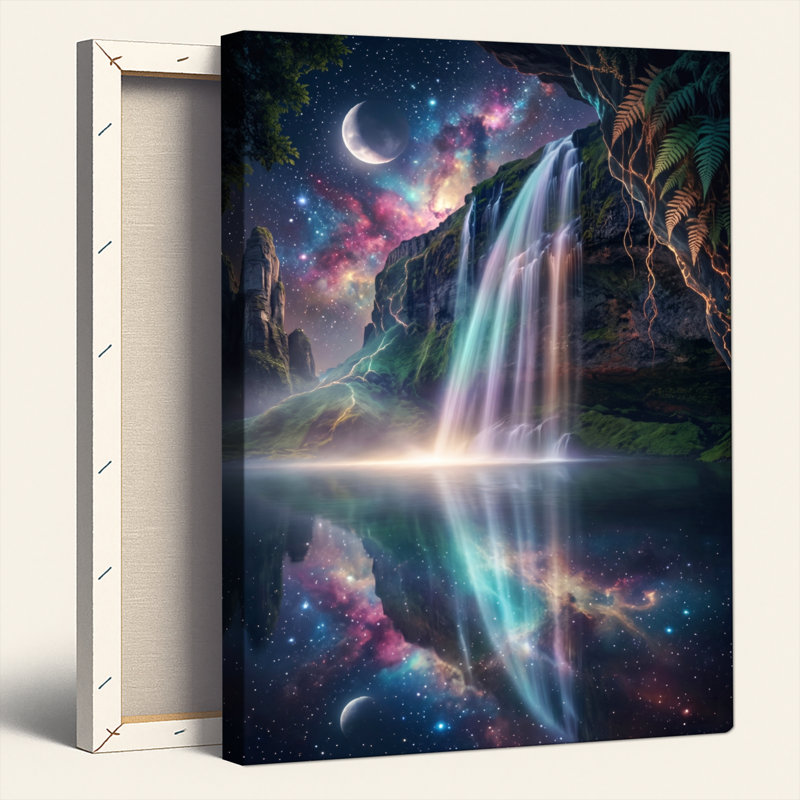 Ensemble d'une toile murale « Cascade cosmique », 40"H x 28"W, Toile tendue