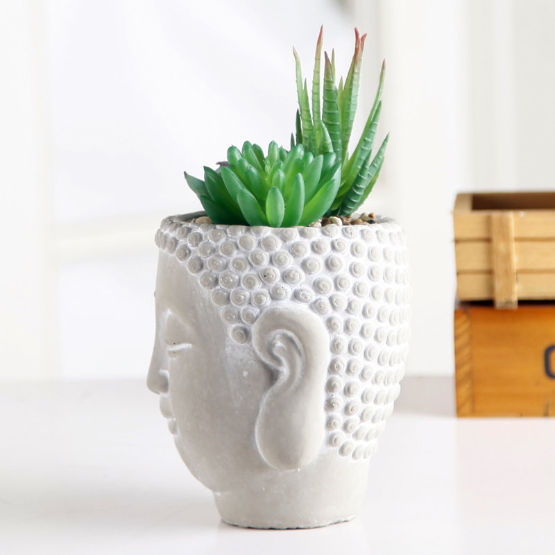 8 " H Faux Succulent Plant in Cement Decorative Vase