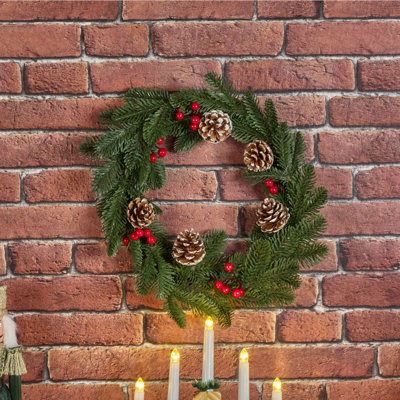 Faux Pinecones 35cm Wreath