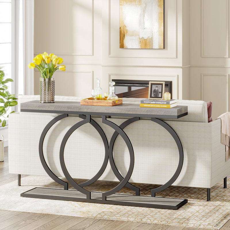Korrion Console Table, Gray/Black