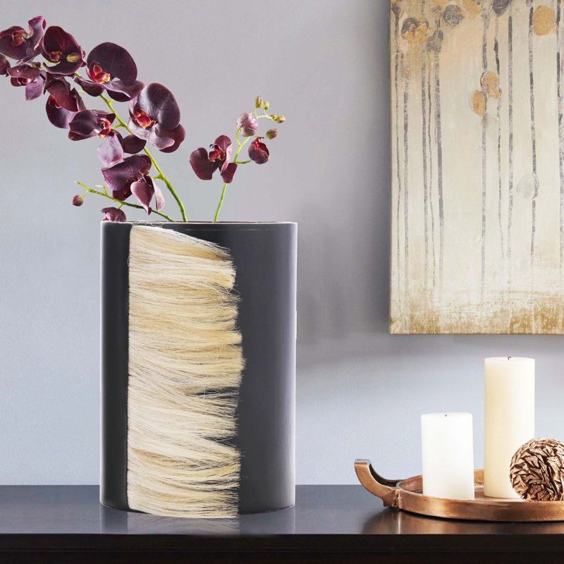 Leather Table Vase, 7x7x10