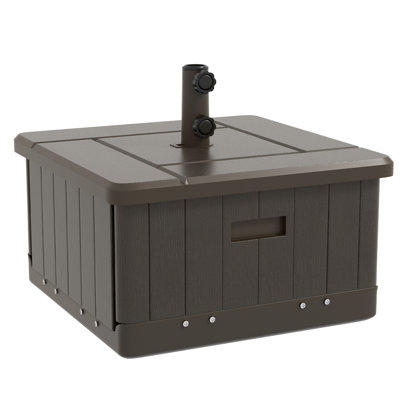 31 Patio Umbrella Stand, Coffee Table, Flower Box, 175 Lbs Capacity, Brown, Wheels For Smooth Movement In Yard Outdoor Stand 31, End Mobility