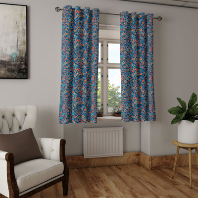 East Urban Home Stars Grommet Curtain Decorative 2-Panel Window Drapes, 50", Burnt Sienna Marigold