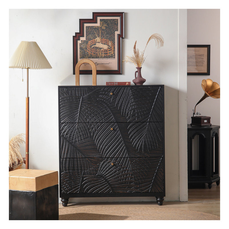 Armoire de rangement à cinq tiroirs Boho, H 36,42 po x l 39,37 po x P 9,45 po