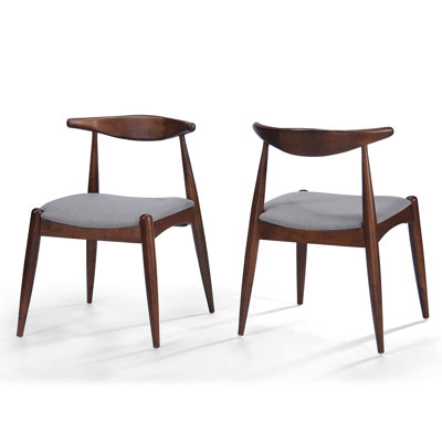 Ensemble de 2 chaises de salle à manger en bois d'hévéa avec dossier ergonomique et coussins de confort