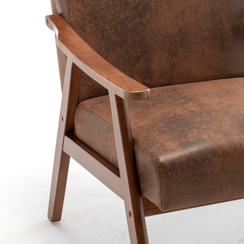 Chaise d'appoint avec revêtement en microfibre et structure en bois massif, Microfibre / microsuède brun