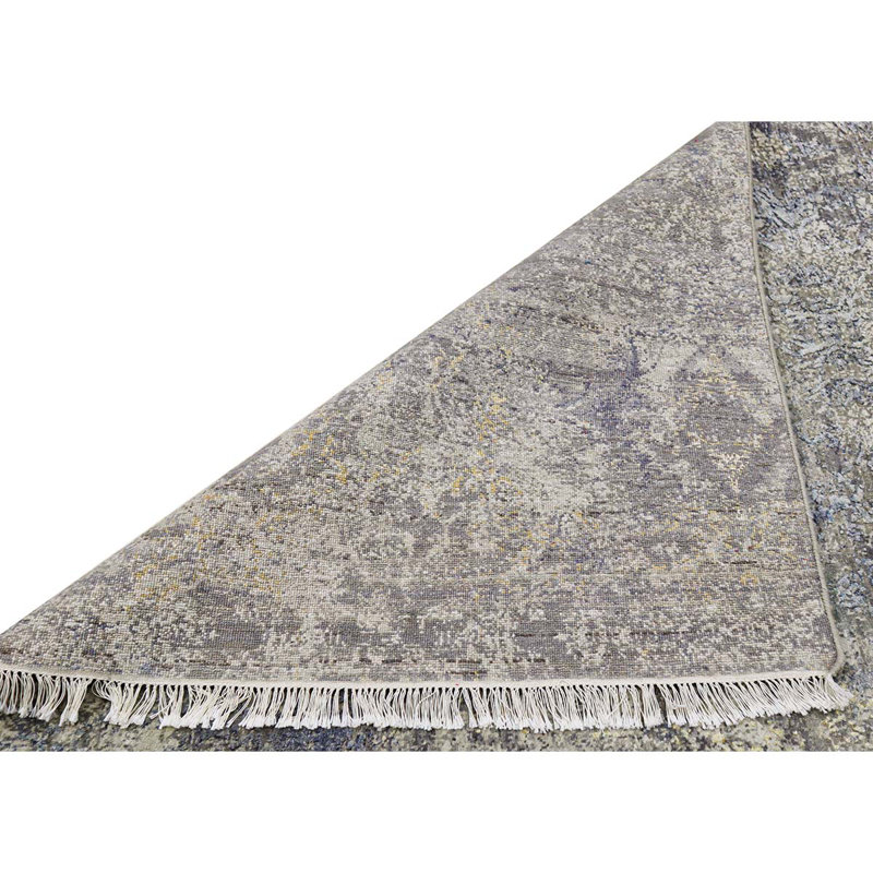 Hand Knotted Abstract Area Rug, Rectangle 9' x 12'