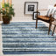 Tapis bleu / gris / blanc en coton tissé à plat à la main Monaca
