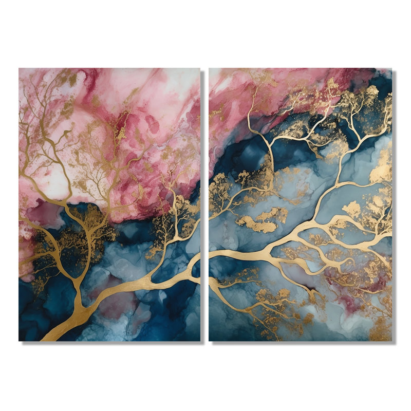 Exploration des profondeurs de la géode rose I - art mural moderne sur toile, 36" H x 48" W, Wrapped Canvas, Does Not Apply