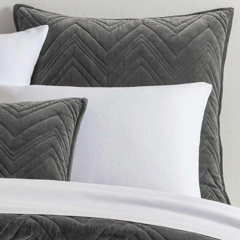 Brentwood Velvet Shale Quilted Sham, Euro