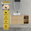 Meuble-lavabo flottant mural 42 po avec lavabo vasque en céramique, portes à fermeture en douceur et tablette de rangement ouverte, chêne blanc américain, fabrication en contreplaqué-2034197432