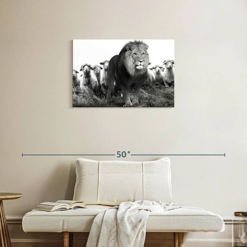 Lion Among Sheep, 20" H x 30" W