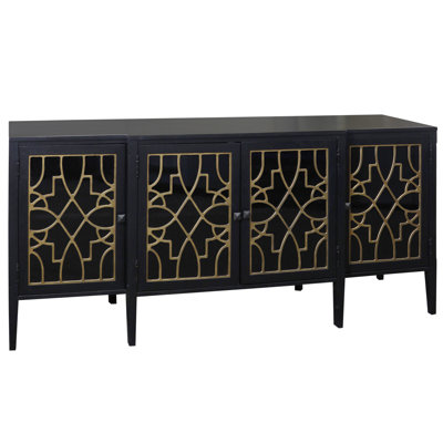 Buffet MCM avec portes en verre foncé - noir