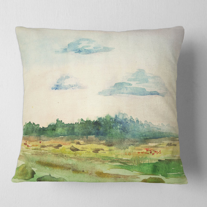 Housse de coussin carré carré Blossoming Summer Landscape, 18" x 18"
