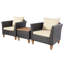 Ensemble de conversation en osier / rotin pour 2 personnes avec coussins Nila