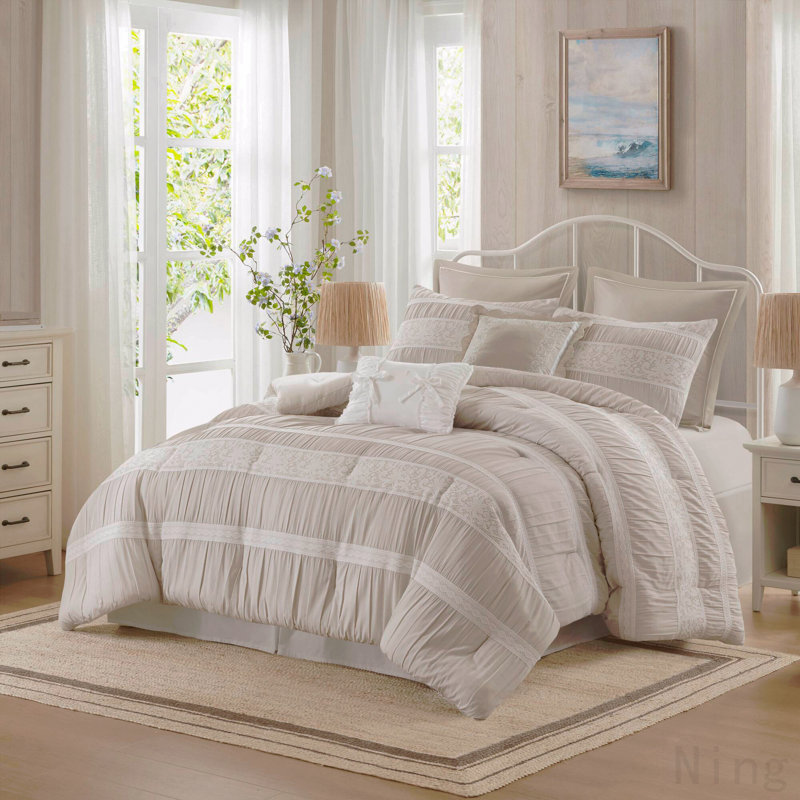 7- Piece Queen Jacquard Comforter Set, Queen Comforter + 7 Additional Pieces