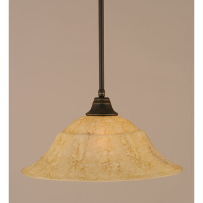 Stem Hung Pendant Shown In Dark Granite Finish With 20" Italian Marble Glass