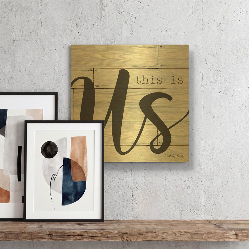 «This is Us» par Cindy Jacobs, art mural en métal doré, 12 po x 12 po, 12 po x 12 po