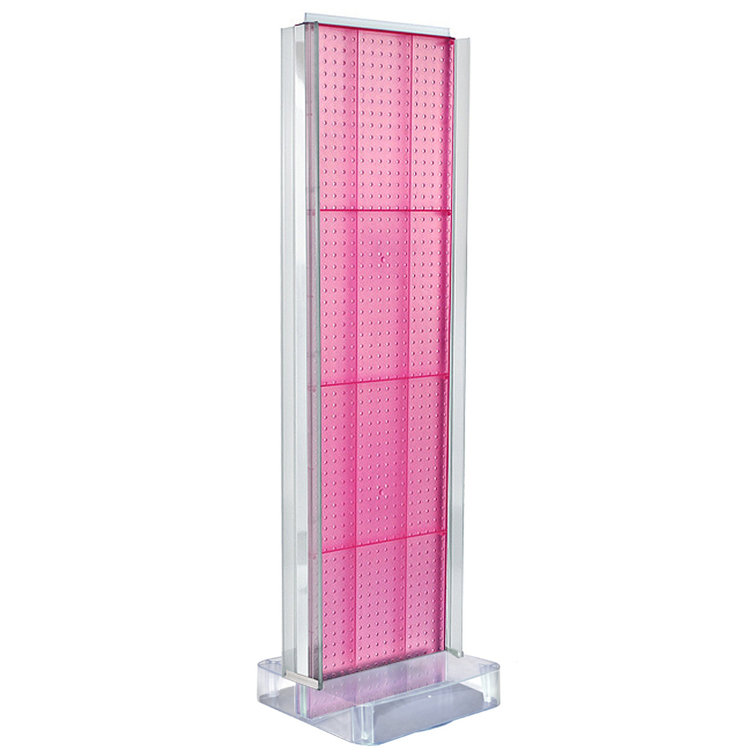 Two-Sided Pegboard Floor Display w/ C-Channel Sides On a Square Studio Base. Panel Size: 16"W x 60"H