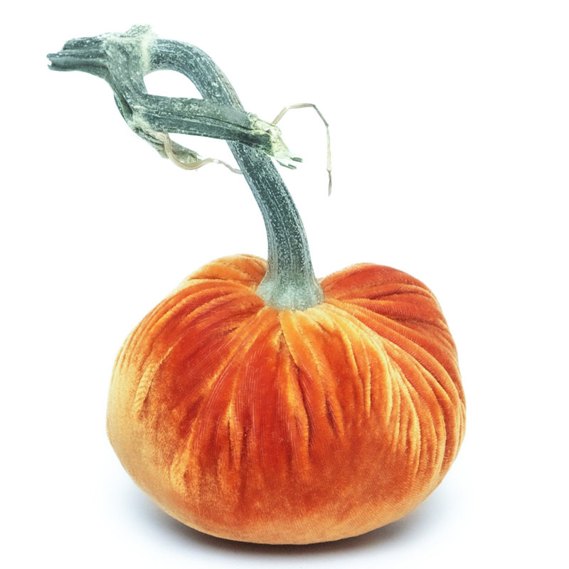 Persimmon Silk Velvet Pumpkin, 7" H x 5" W x 5" D