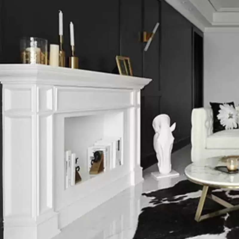 White Solid Wood Freestanding Fireplace