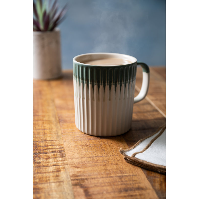 Mikasa Textured Stoneware Mug Set, Set of 4 Durable Stoneware Cups, 410ml, Blue