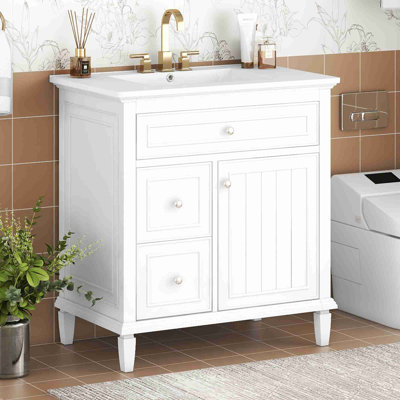 Meuble-lavabo de salle de bain avec tiroir rabattable