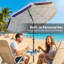 Multicolore parasol de plage avec table pliable et porte-gobelet
