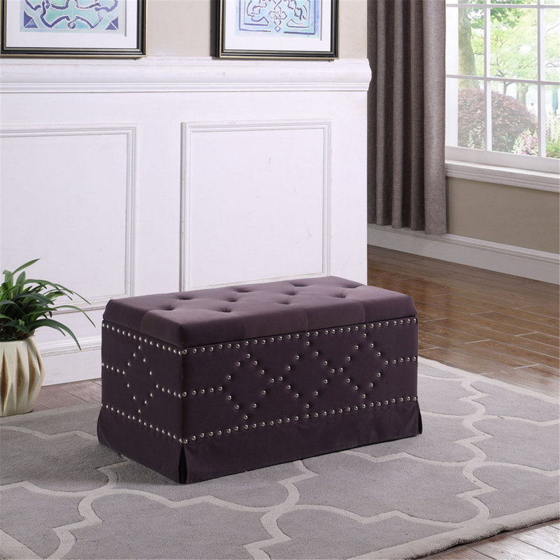 Banc de rangement en similicuir Juanelle, Mauve