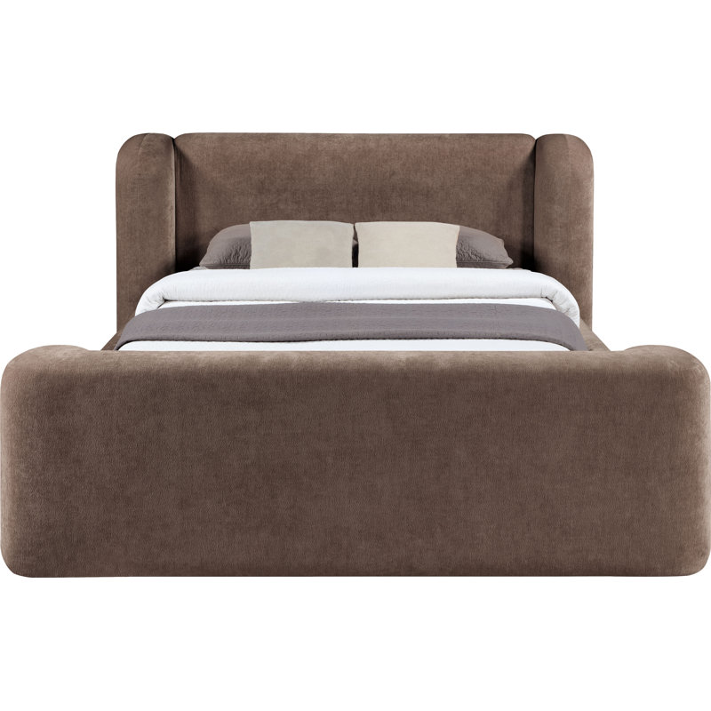 Modena Jadeth Chenille Fabric Bed, King, Brown Chenille Fabric