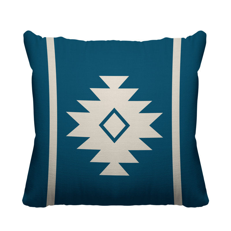 Coussin décoratif intérieur / extérieur Wapi Southwestern, L 17 po x H 17 po, Turquoise
