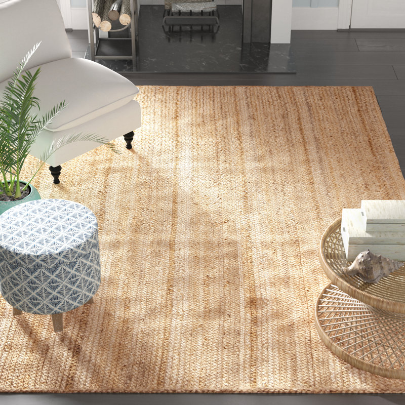 Buse Solid Colour Jute / Sisal Hand Woven Area Rug, Rectangle 152 x 244cm