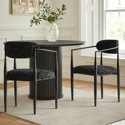 Upholstered Dining Armchairs with Metal Frame