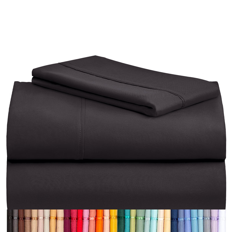 Luxclub 3 PC Black Twin Silky Soft Cooling Extra Deep Pocket Performance Sheet Set, Twin Sheet Set with 1 Pillowcase, Black