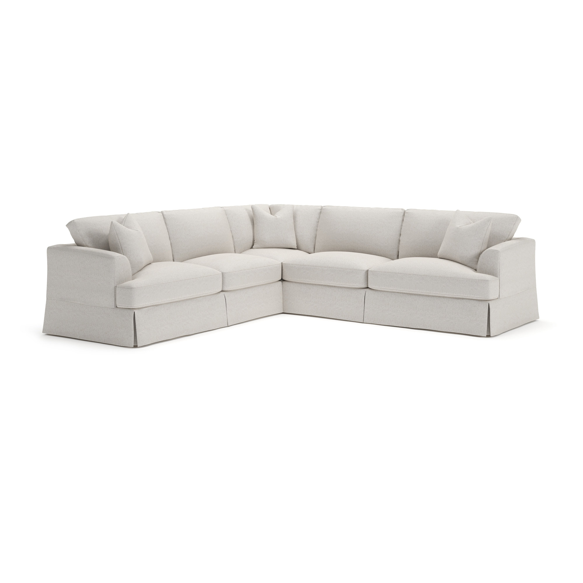 Lucia 4 - Piece Slipcovered L-Sectional, Left Hand Facing, Macarena Light Gray Canvas