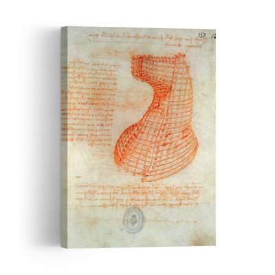 Drawing Of The Ironwork Casting Mould For The Head Of The Sforza Horse, Fol. 57, From The Codex Madrid I, C.1491-93 Contemporary Horse Wall Art Print 1 Piece Wrapped Canvas Wall Art