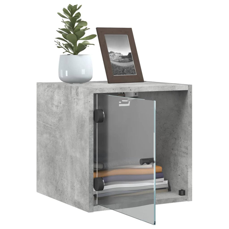Masir 35cm W Manufactured Wood Bedside Table, Concrete Grey, Set of 2